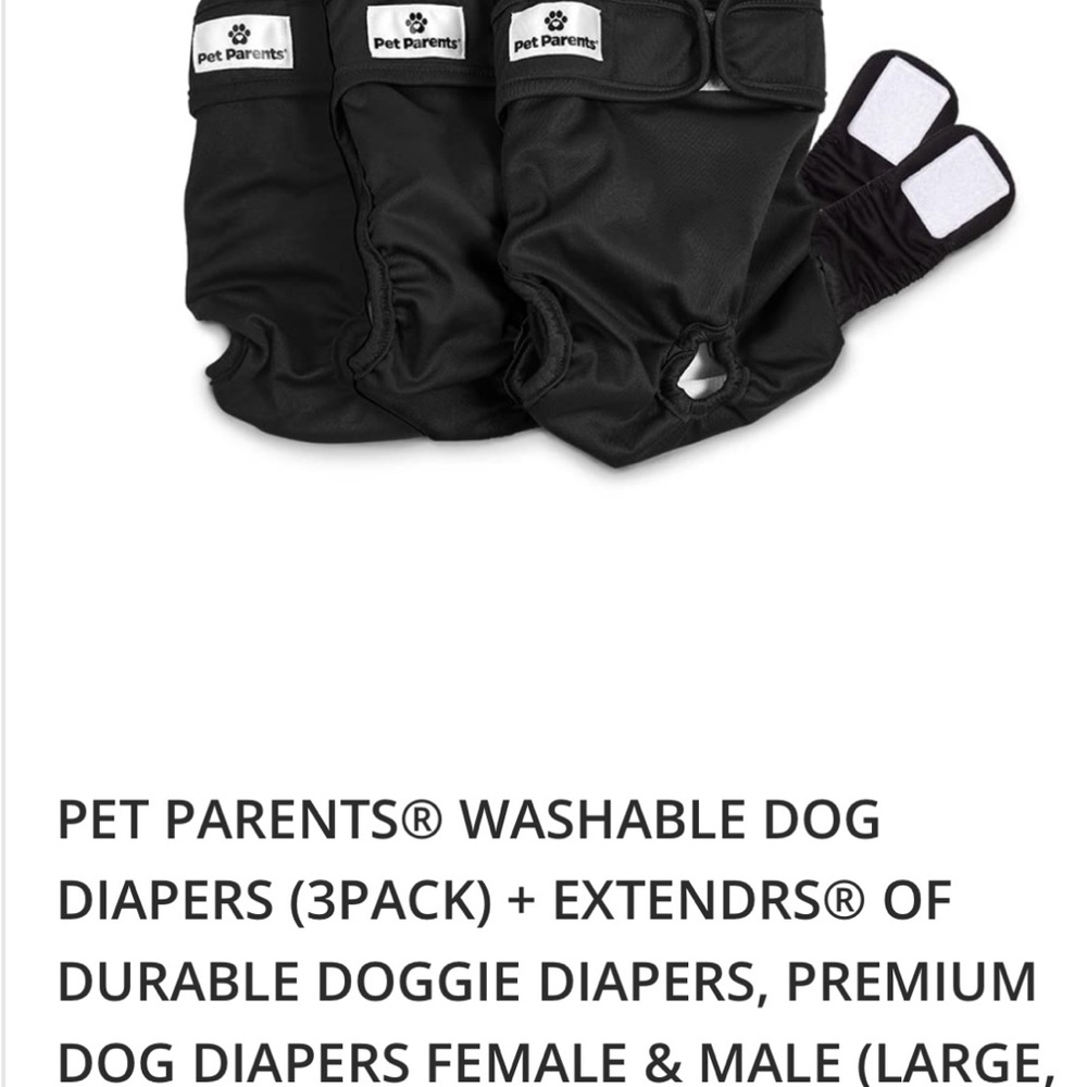 Black Washable Dog Diapers (3 Pack)